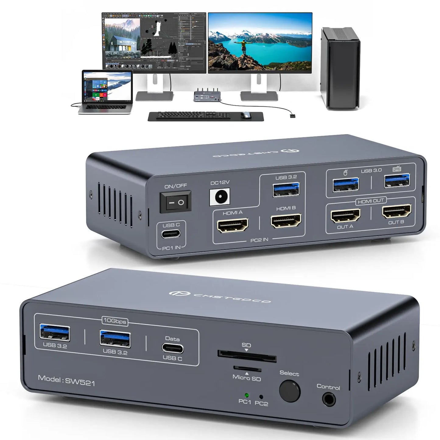 Stacja dokująca USB C z HDMI i DisplayPort-Dual Monitor dla Laptopa i PC