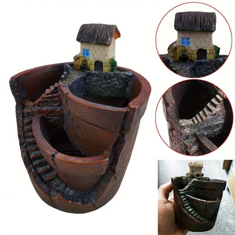 Mini doniczka domek z żywicy-kreatywna ozdoba do kwiatów i sukulentów