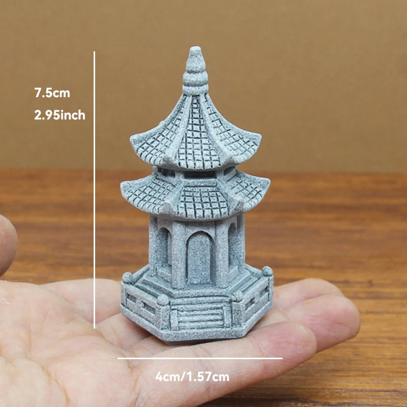 Figurki Zen Do Ogrodu i Dekoracji Wnętrz-Miniaturowe Pagody i Lampiony Japońskie