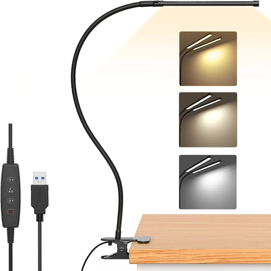 lampa LED do czytania z klipsem-ciepłe i zimne światło,ładowanie USB,elastyczne ramię.
