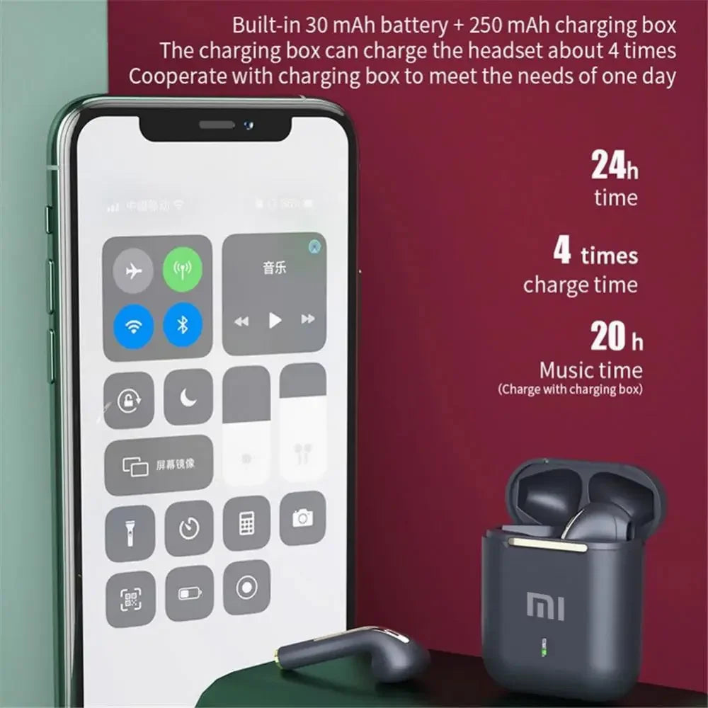 Bezprzewodowe słuchawki douszne Bluetooth 5.3 z mikrofonem, kompaktowe etui ładujące