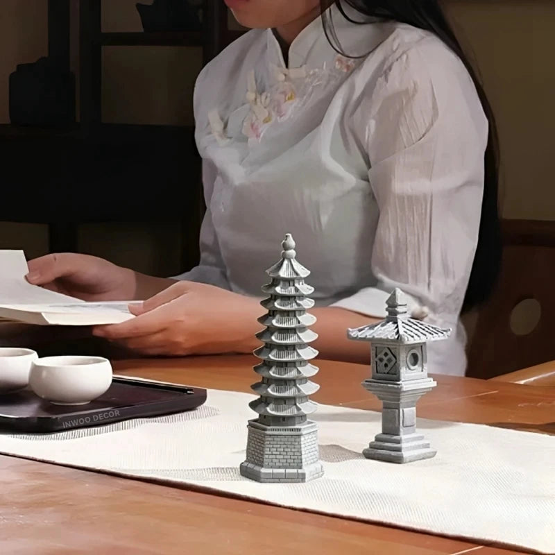 Figurki Zen Do Ogrodu i Dekoracji Wnętrz-Miniaturowe Pagody i Lampiony Japońskie