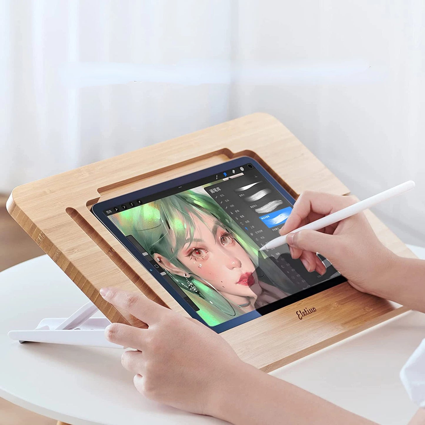 Regulowana drewniana podstawka pod IPada i tablet-składana wielofunkcyjna,do rysowania i pracy