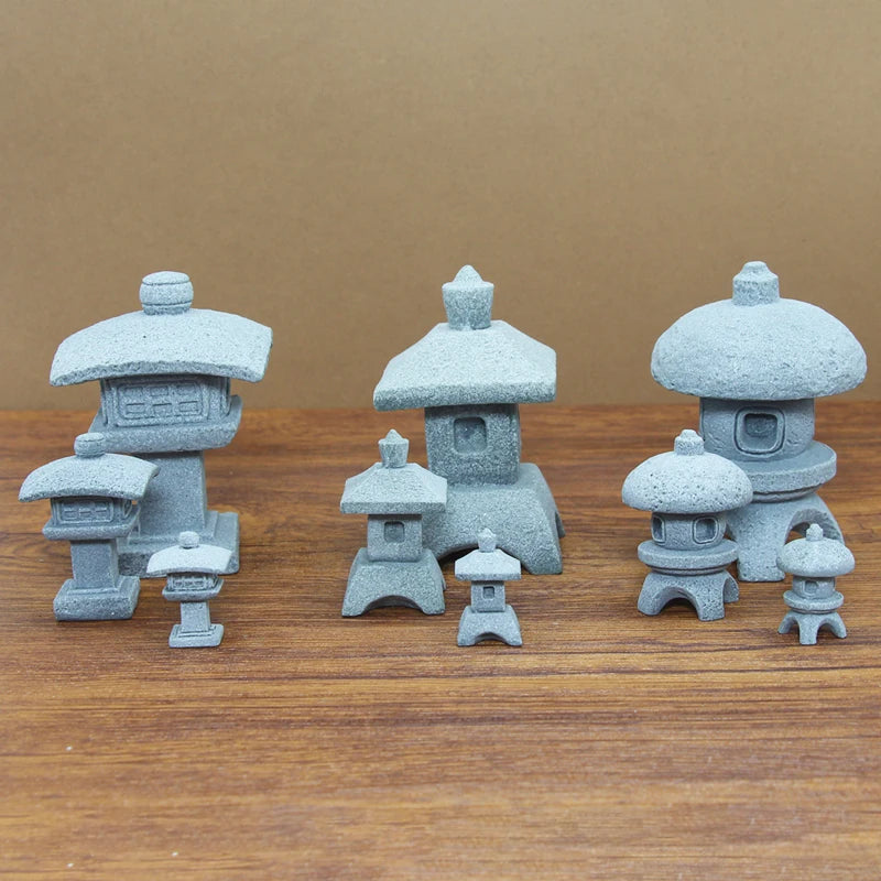 Figurki Zen Do Ogrodu i Dekoracji Wnętrz-Miniaturowe Pagody i Lampiony Japońskie