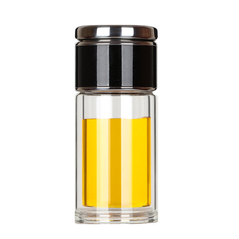 Kubek Termiczny z Podwójnym Szkłem i Naturalnym Sitkiem – 230–400 ml