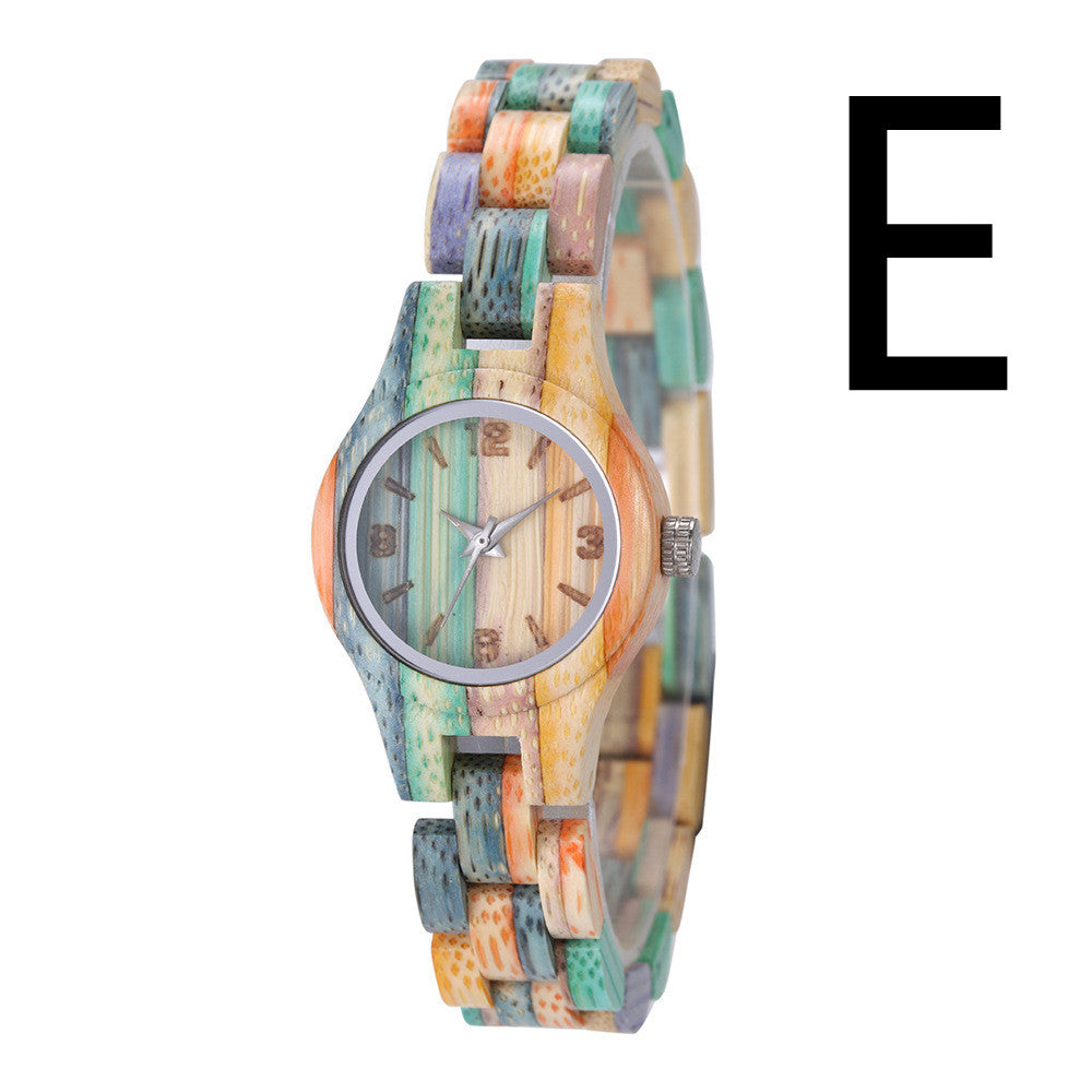 Zegarek Damski z Bambusa z Mechanizmem Kwarcowym