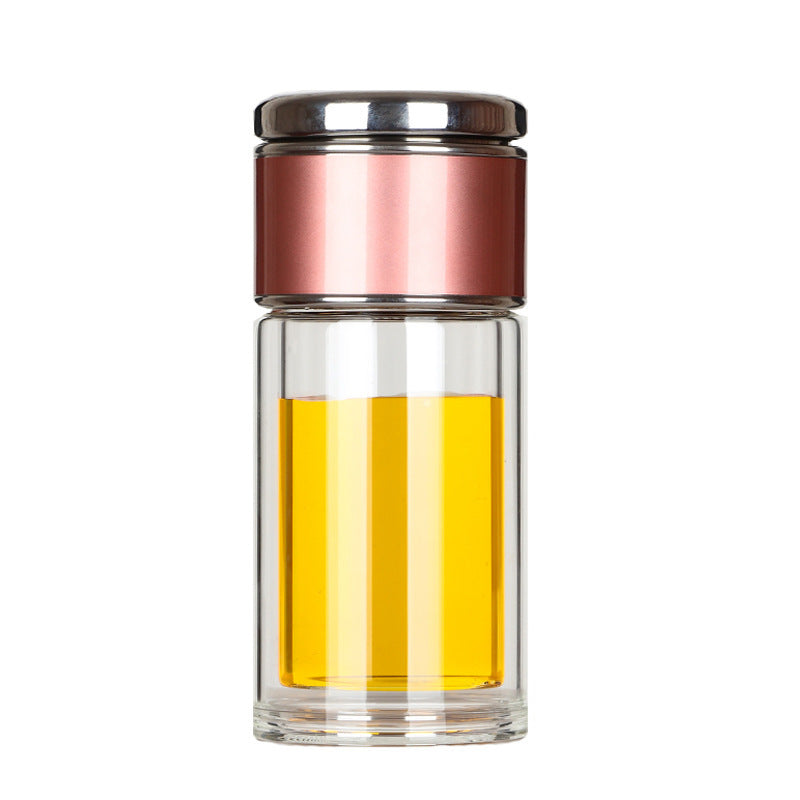 Kubek Termiczny z Podwójnym Szkłem i Naturalnym Sitkiem – 230–400 ml