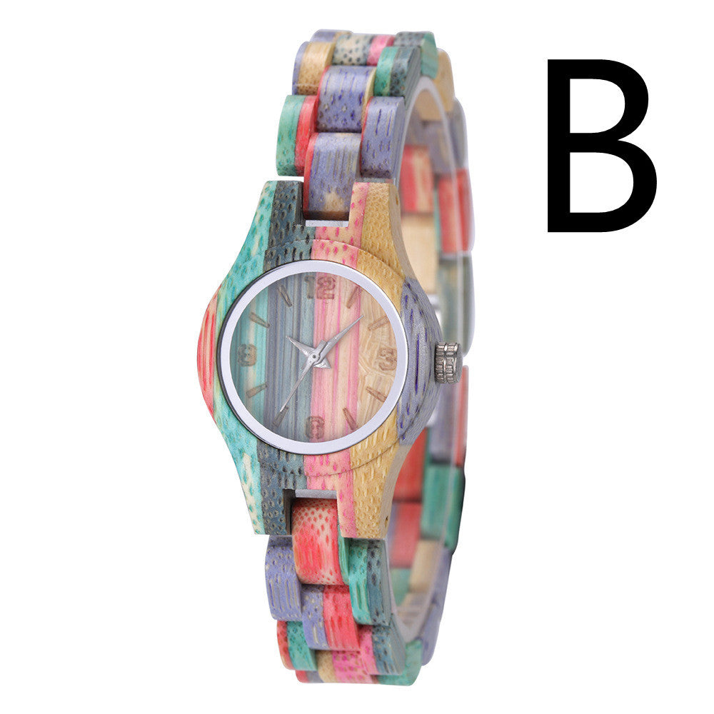 Zegarek Damski z Bambusa z Mechanizmem Kwarcowym