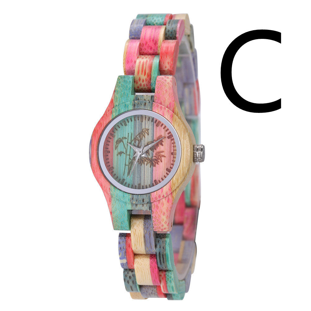Zegarek Damski z Bambusa z Mechanizmem Kwarcowym