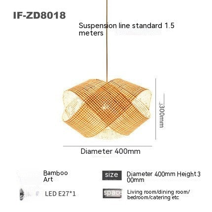 Bambusowa Lampa Wisząca-Ręcznie Pleciona,Styl Japandi Loft