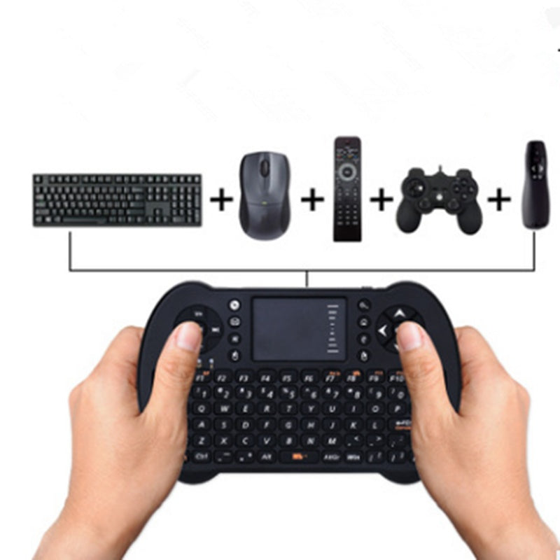 Bezprzewodowa klawiatura QWERTY z funkcją Air Mouse – mini zestaw multimedialny