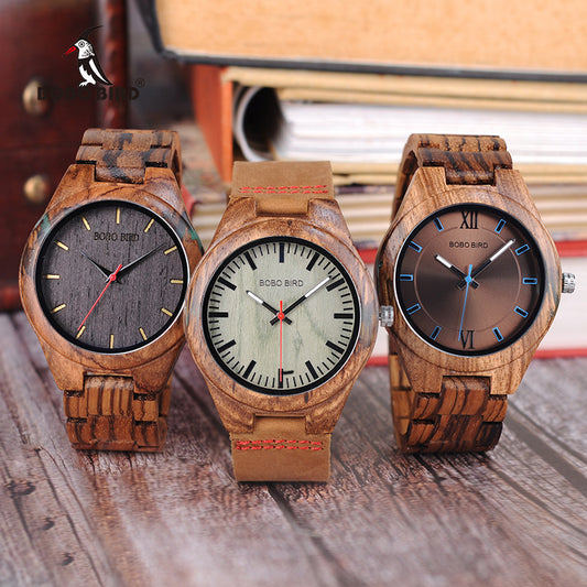 Zegarek bambusowy Q05 – mechanizm kwarcowy, średnica 44 mm