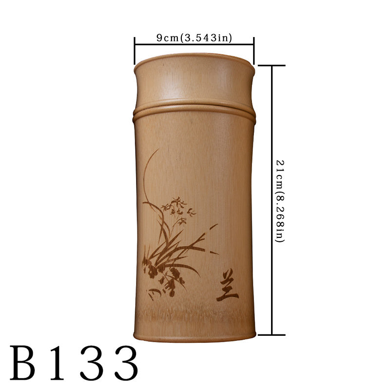 Bambusowy Słoik na Herbatę w Stylu Retro – Ink & Wash