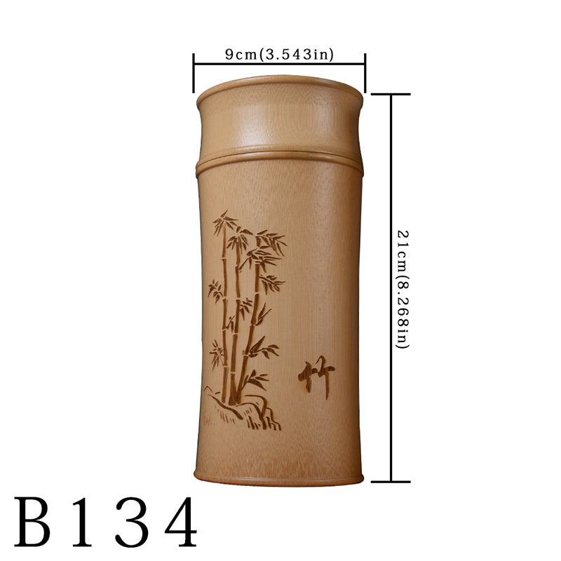 Bambusowy Słoik na Herbatę w Stylu Retro – Ink & Wash