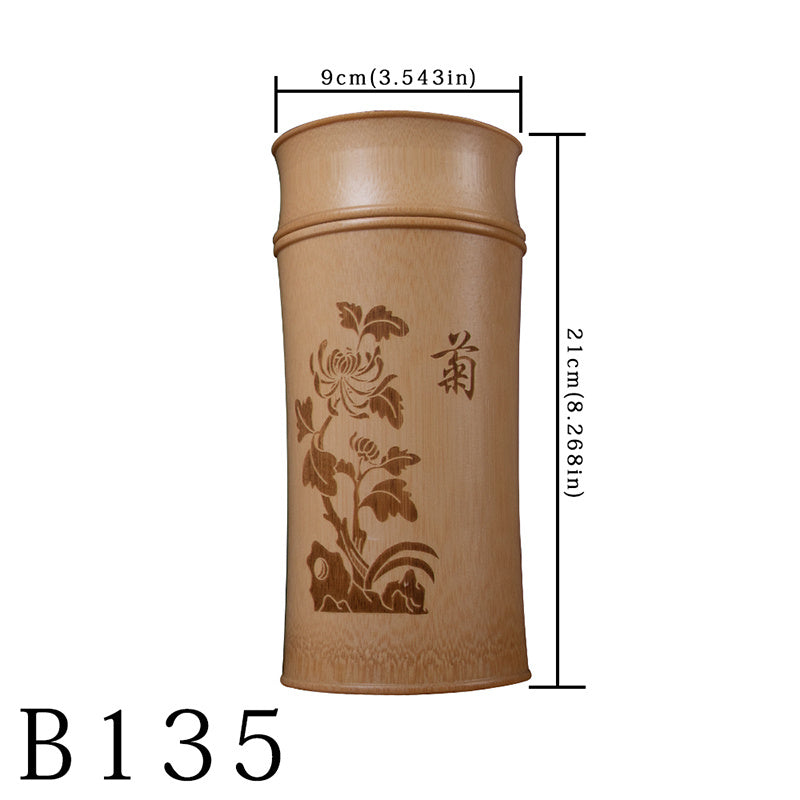 Bambusowy Słoik na Herbatę w Stylu Retro – Ink & Wash