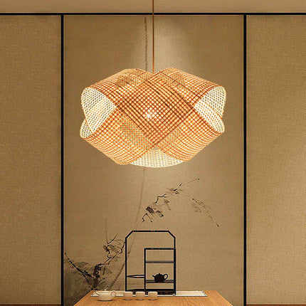 Bambusowa Lampa Wisząca-Ręcznie Pleciona,Styl Japandi Loft