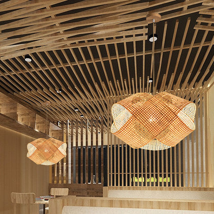 Bambusowa Lampa Wisząca-Ręcznie Pleciona,Styl Japandi Loft