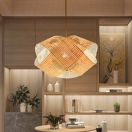 Bambusowa Lampa Wisząca-Ręcznie Pleciona,Styl Japandi Loft