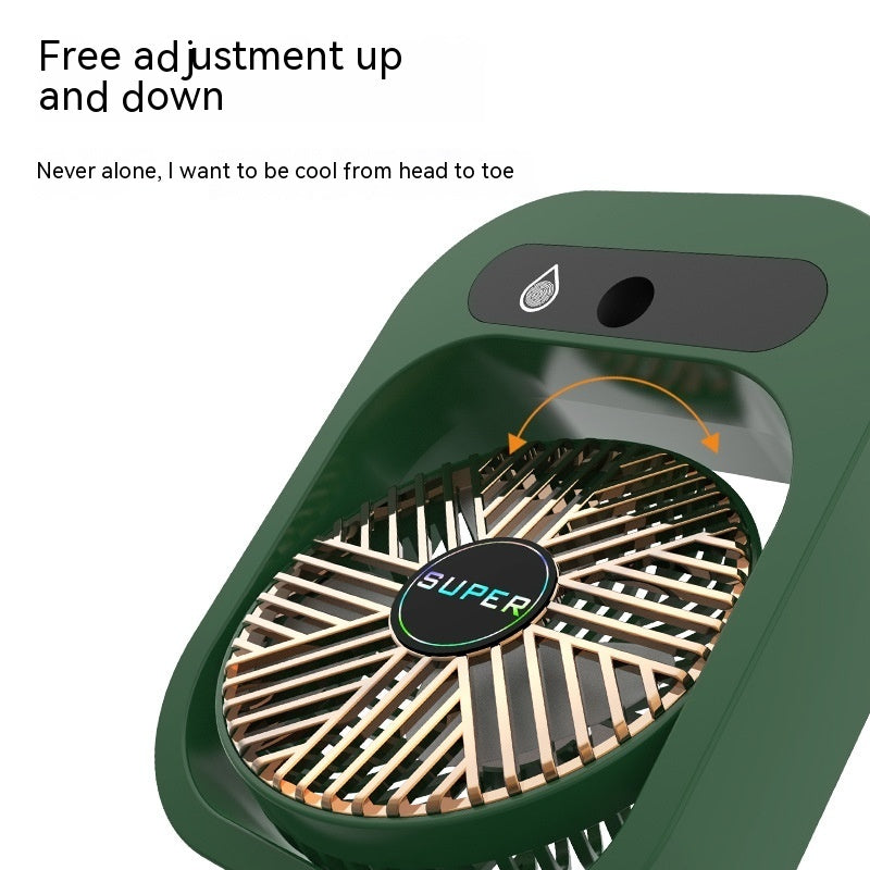 Wentylator Biurkowy z Nawilżaczem Powietrza 2w1 – USB, 3 Tryby Pracy, Przenośny