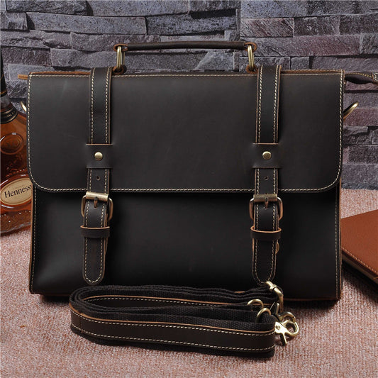 Torba Męska ze Skóry Naturalnej Crazy Horse Vintage – Brązowa