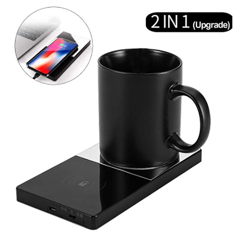 Podgrzewacz do Kubka z Ładowarką Bezprzewodową – 2w1 USB do Biura i Domu**