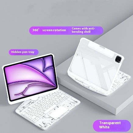 360° Klawiatura Bluetooth z Trackpadem do iPada – Obrotowa, Transparentna Obudowa