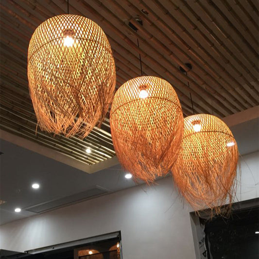 Lampa Bambusowa Sufitowa-Rattanowy Design w Stylu Loft i Japandi