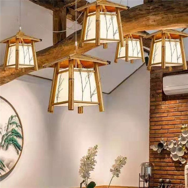 Żyrandol z Bambusa i Rattanu-Styl Japoński/Eco Loft