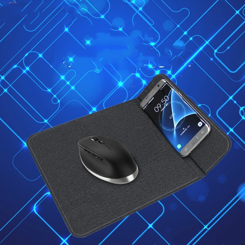 Podkładka pod mysz z ładowarką bezprzewodową 2w1 – czarna