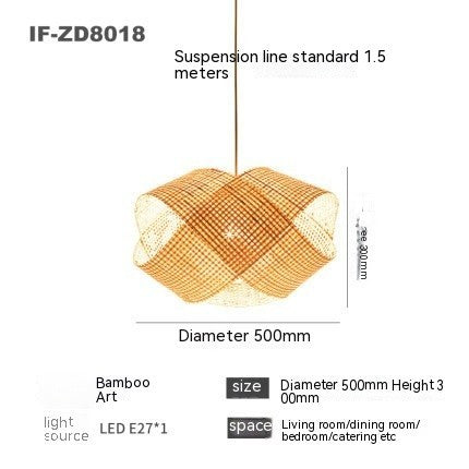 Bambusowa Lampa Wisząca-Ręcznie Pleciona,Styl Japandi Loft
