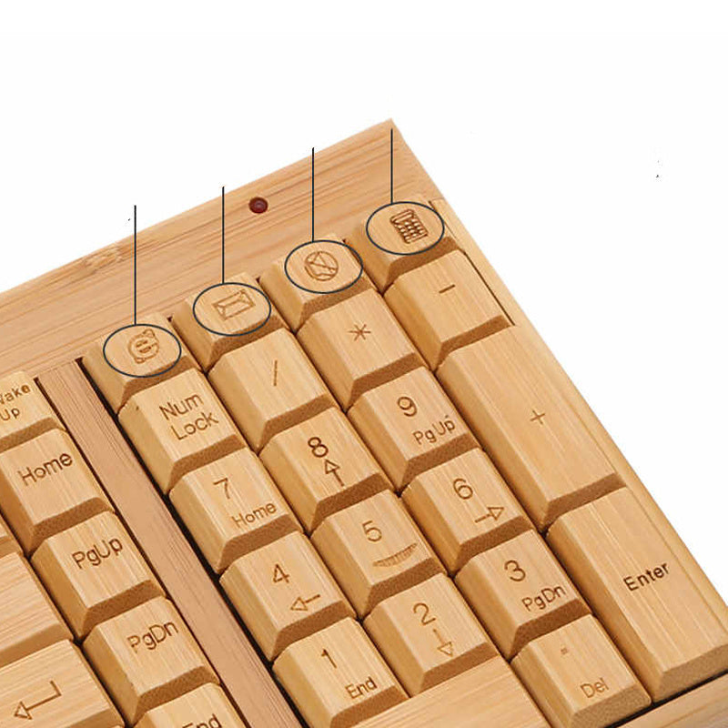 Bezprzewodowy Zestaw Bambusowa Klawiatura i Mysz USB – Ultra Cienki Design