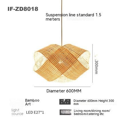 Bambusowa Lampa Wisząca-Ręcznie Pleciona,Styl Japandi Loft