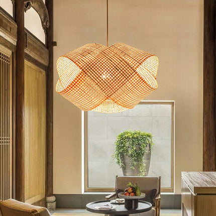 Bambusowa Lampa Wisząca-Ręcznie Pleciona,Styl Japandi Loft