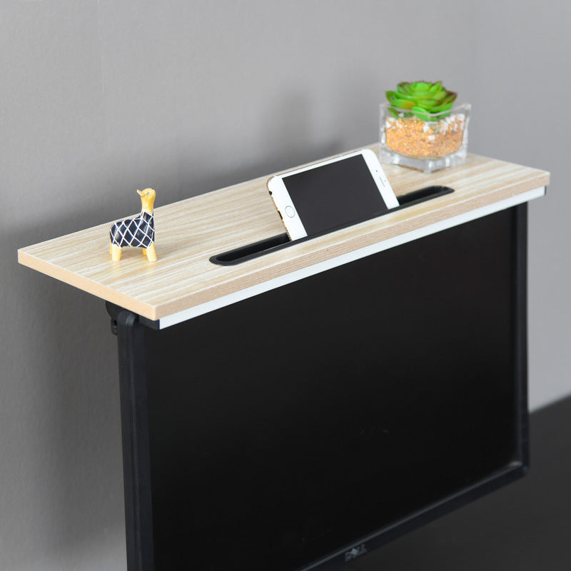 Organizer na Biurko – Metalowa Półka na Akcesoria z Drewnianym Blatem