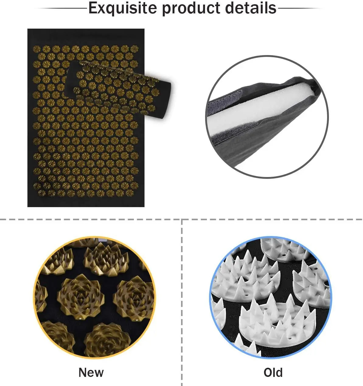 Mata do akupresury z poduszką i kolcami – zestaw do masażu pleców, szyi i stóp