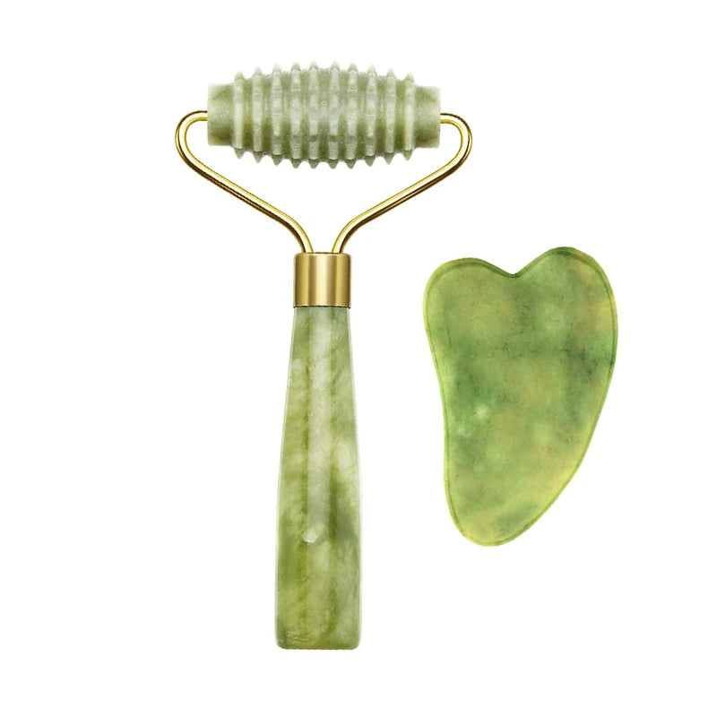 Zestaw Jadeitowy do Masażu Twarzy-Roller+Gua Sha