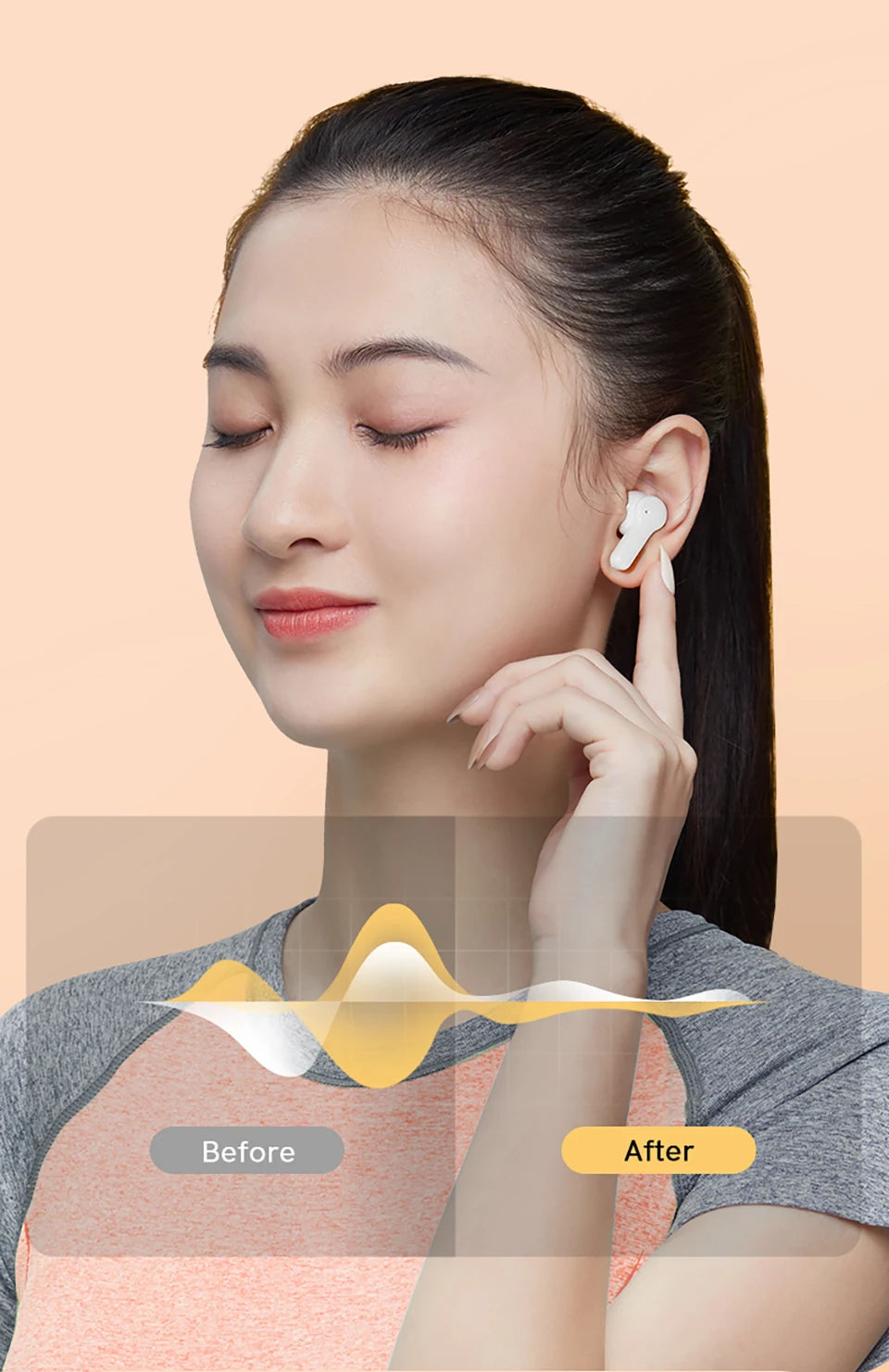 Bezprzewodowe słuchawki Bluetooth 5.3 z redukcją hałasu i dotykowym sterowaniem