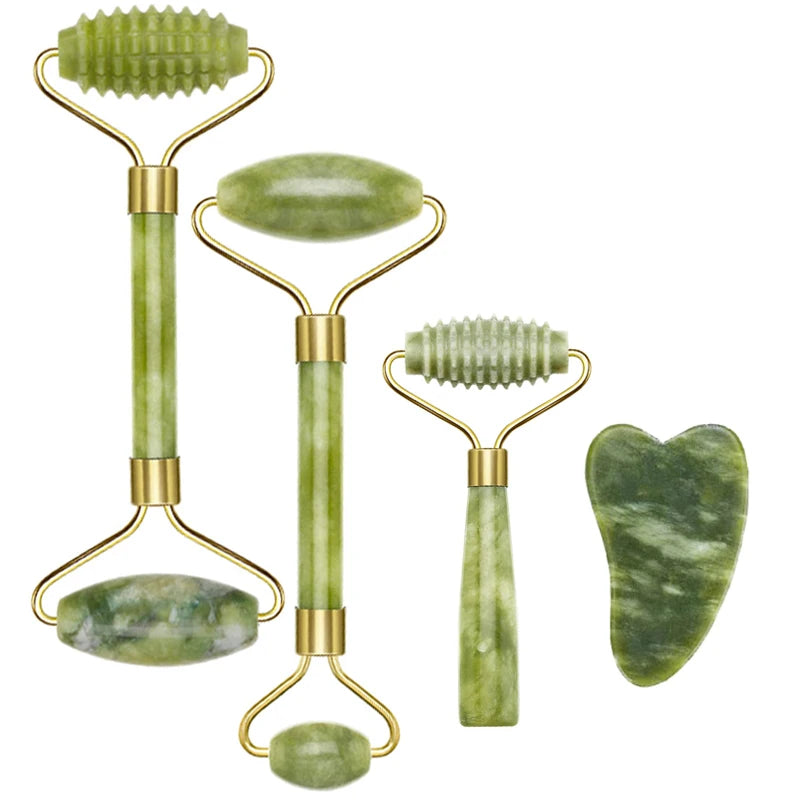 Zestaw Jadeitowy do Masażu Twarzy-Roller+Gua Sha