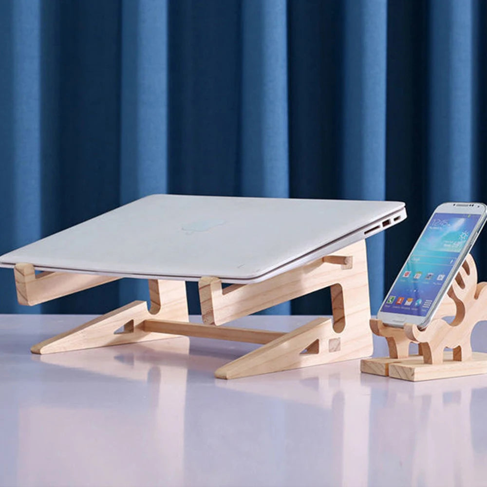 Drewniany Stojak Pod Laptopa 11-17 Organizer Biurkowy-Wood Laptop Stand