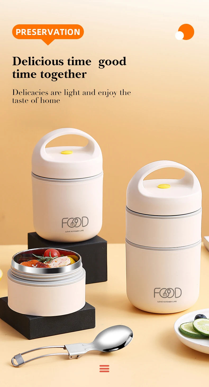 Lunchbox  termiczny ze stali nierdzewnej z torbą i łyżką.Dla dzieci i dorosłych