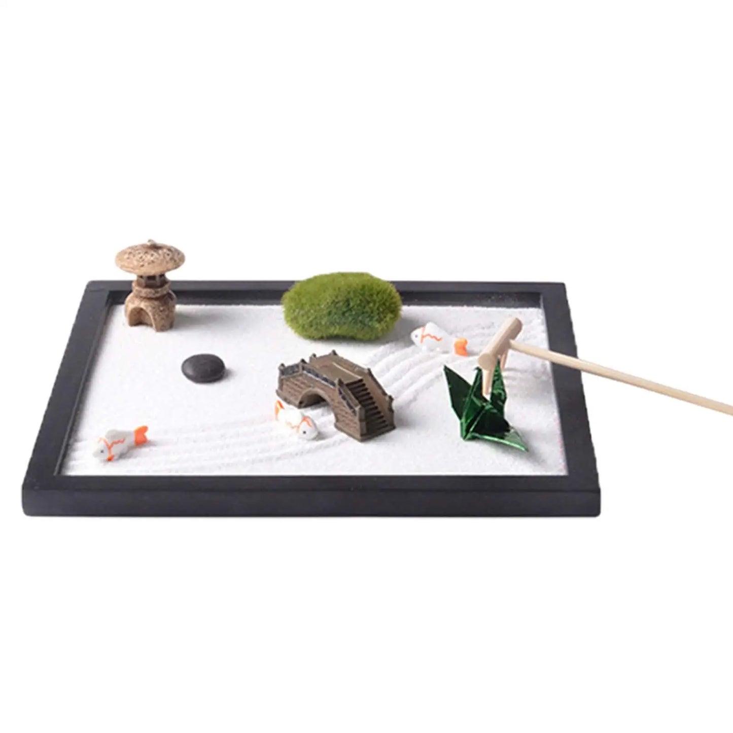 Zestaw Zen Garden-Japoński Mini Ogród Piaskowy na Biurko z Figurką Buddy