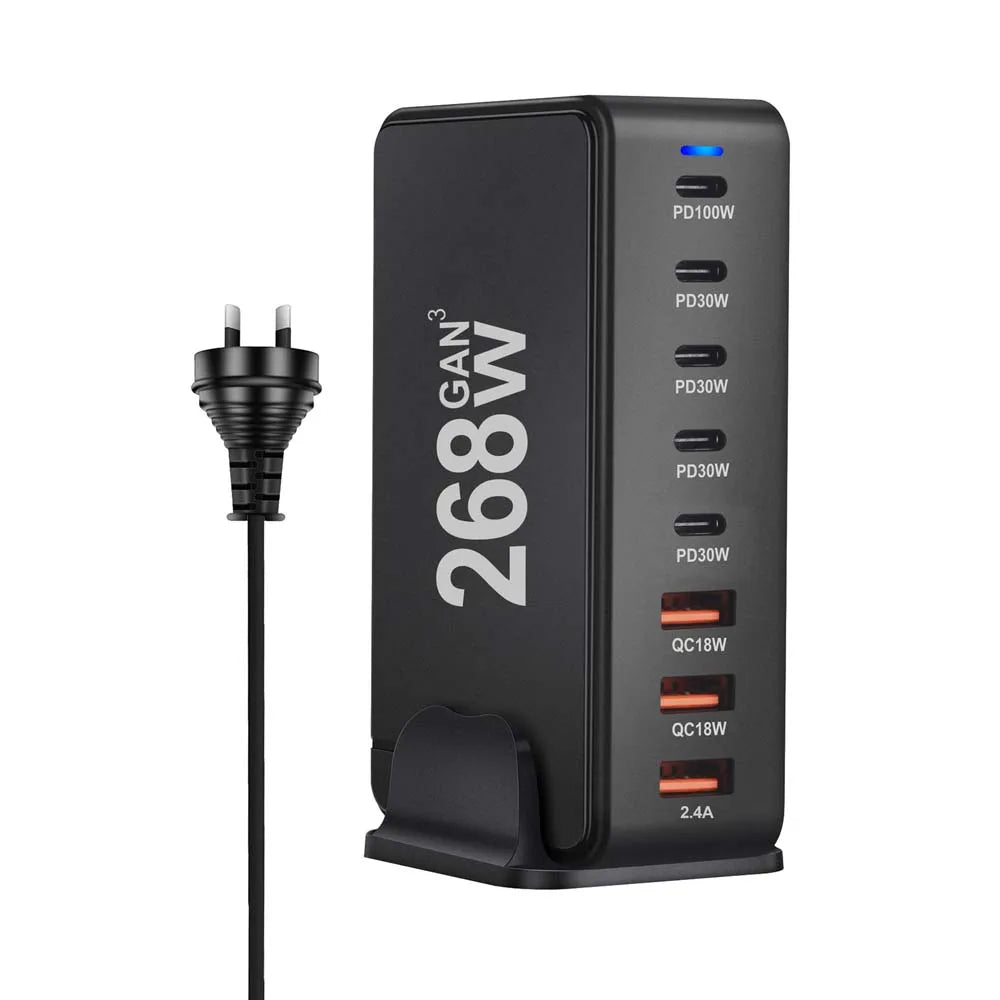 Wieloportowa ładowarka USB z szybkim ładowaniem i kompaktową konstrukcją