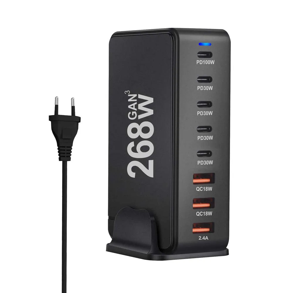 Wieloportowa ładowarka USB z szybkim ładowaniem i kompaktową konstrukcją
