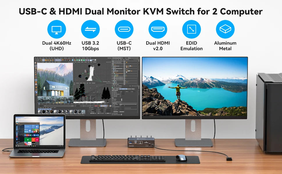 Stacja dokująca USB C z HDMI i DisplayPort-Dual Monitor dla Laptopa i PC