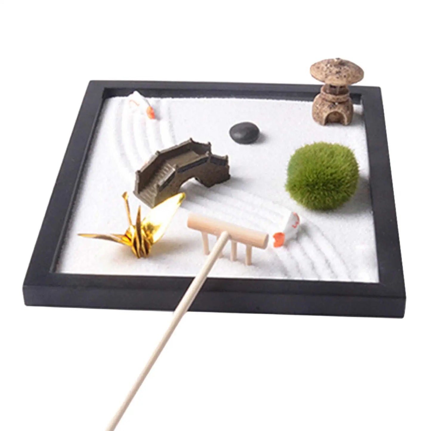 Zestaw Zen Garden-Japoński Mini Ogród Piaskowy na Biurko z Figurką Buddy