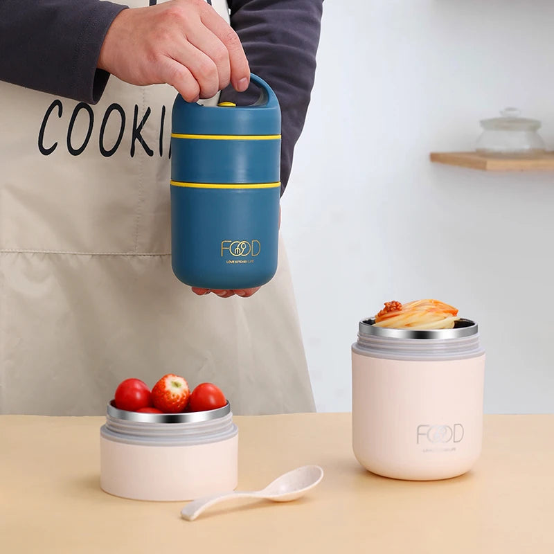 Lunchbox  termiczny ze stali nierdzewnej z torbą i łyżką.Dla dzieci i dorosłych