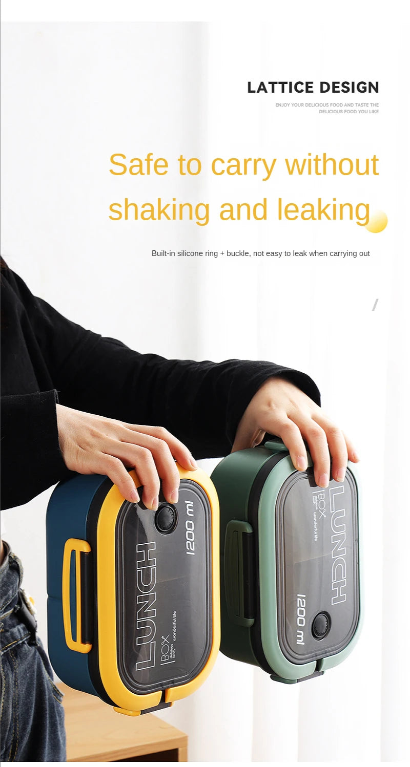 Lunchbox  1200ml z łyżką i widelcem-szczelny pojemnik dla dzieci i dorosłych