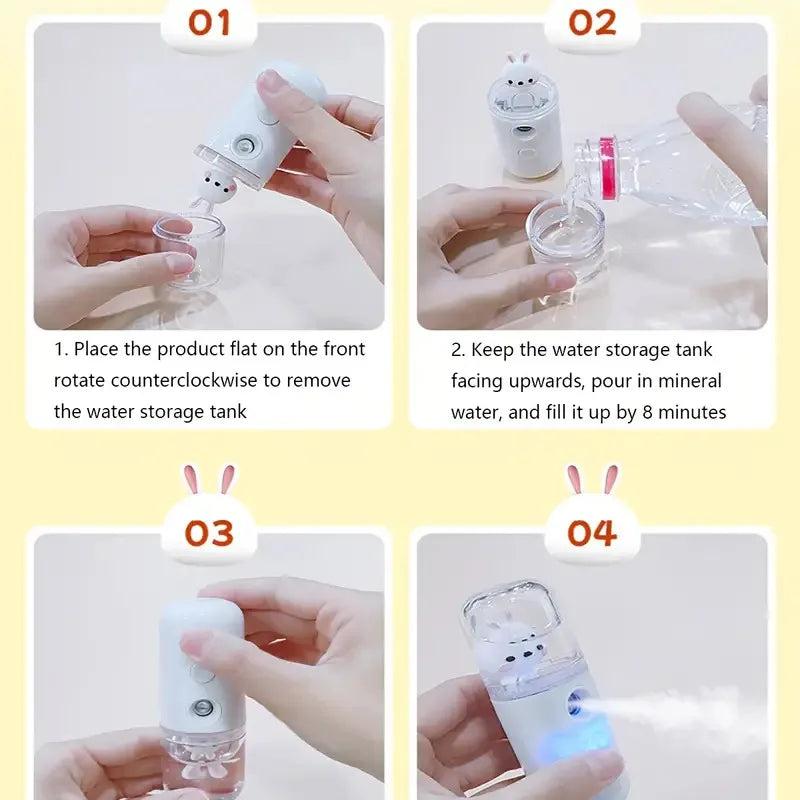 Mini Nawilżacz USB 30 ml w Kształcie Królika – Przenośny do Biura i Auta