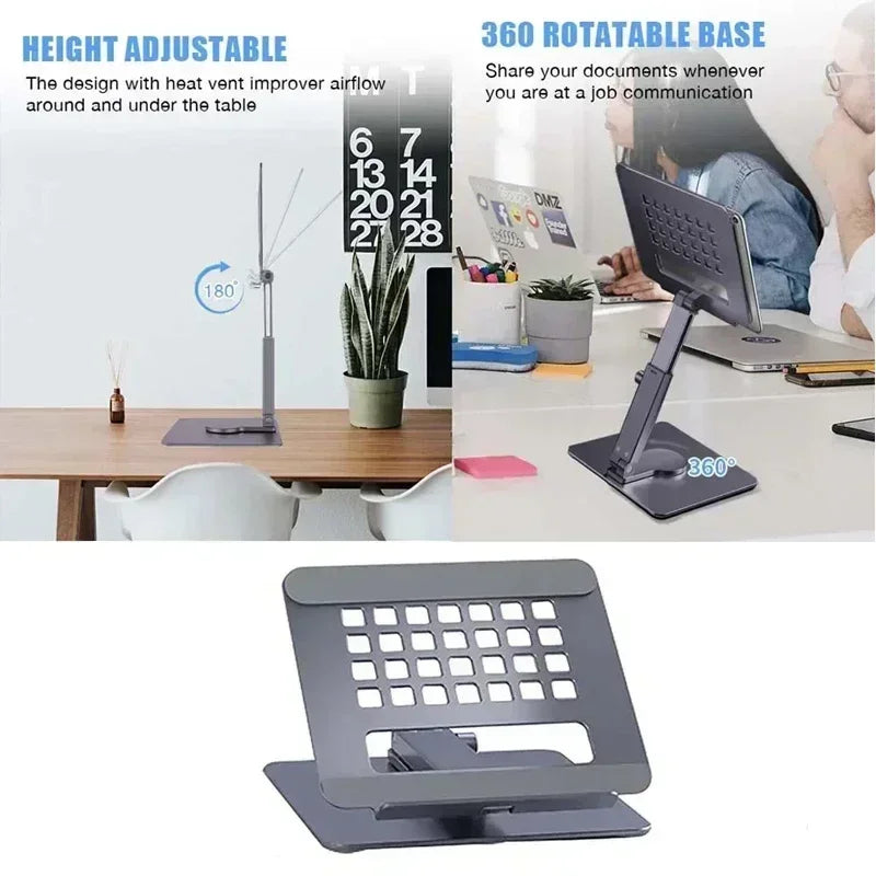 Aluminiowa podstawka pod tablet i laptop z regulacją wysokości i kąta obrotu 360°