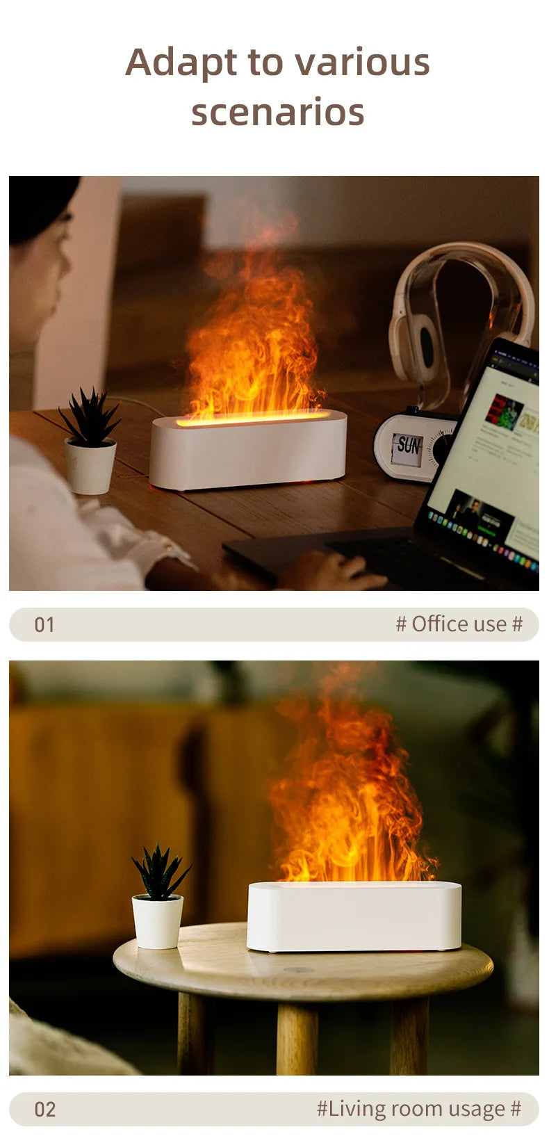 Nawilżacz Powietrza z Efektem Świetlnym RGB i Możliwością Dodania Olejków Eterycznych USB